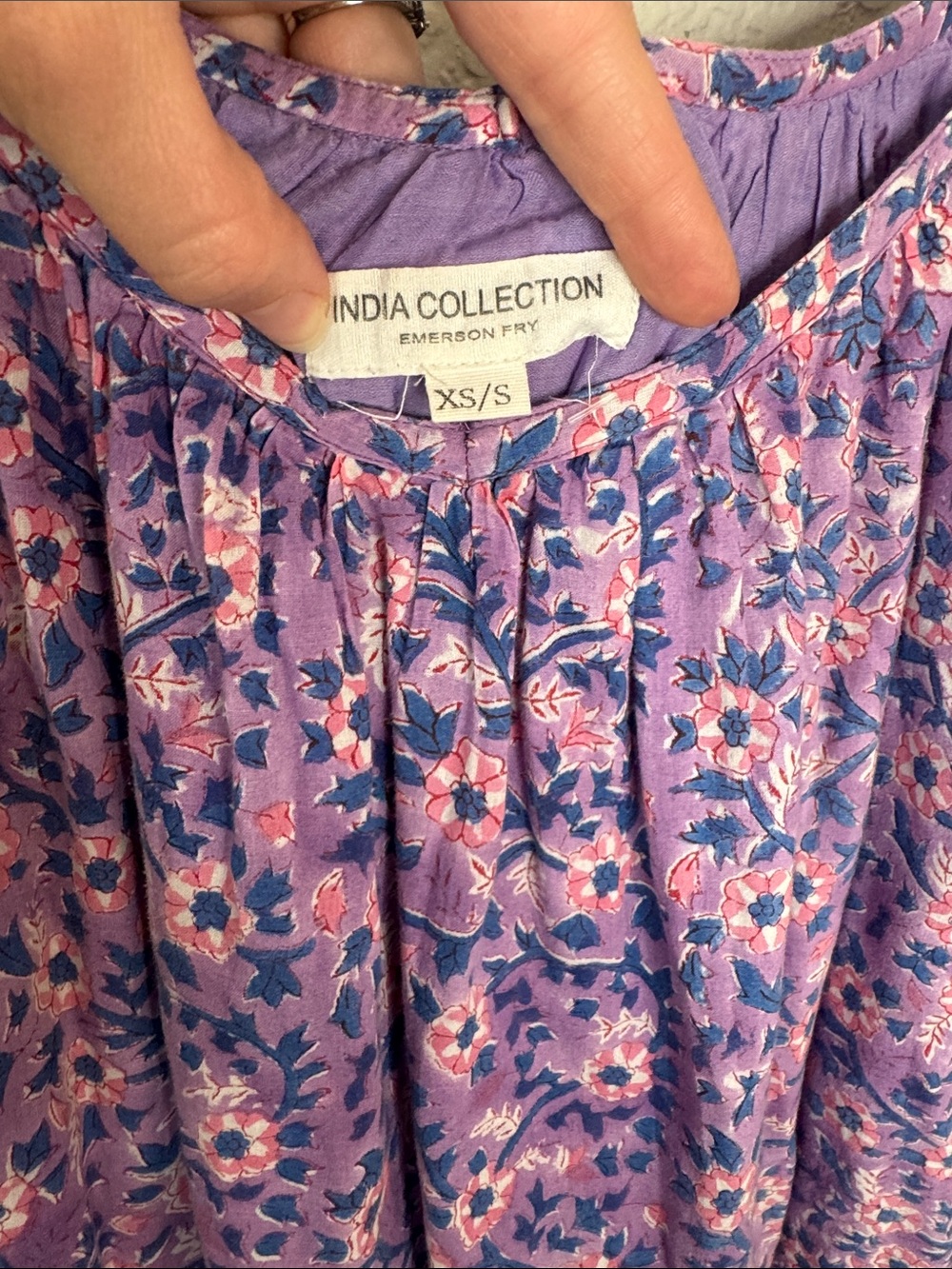Emerson Fry India Collection Violet Wildflower Sundress XS / S Flowy Maxi - Picture 4 of 6